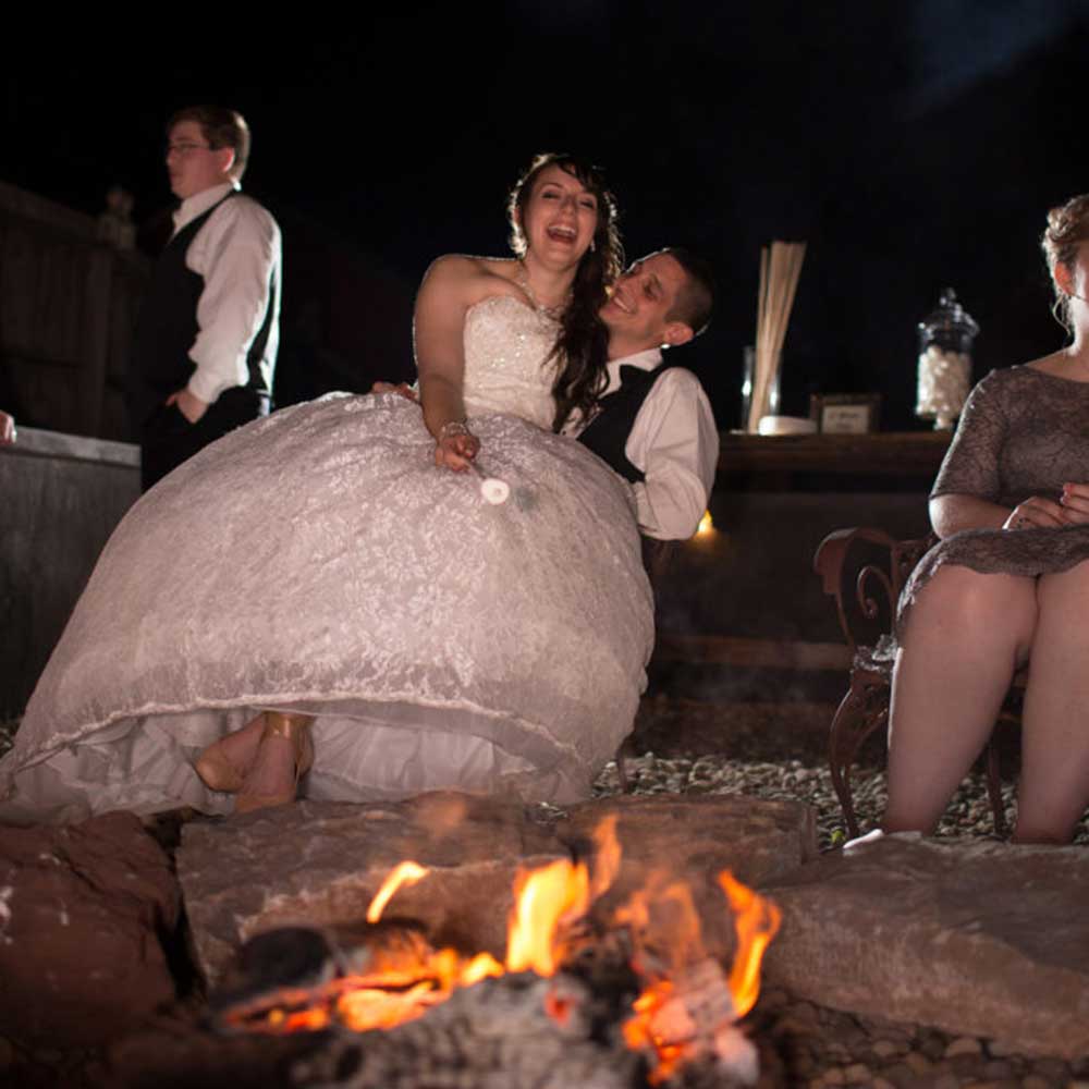 romantic vintage wedding, Hershey, campfire wedding